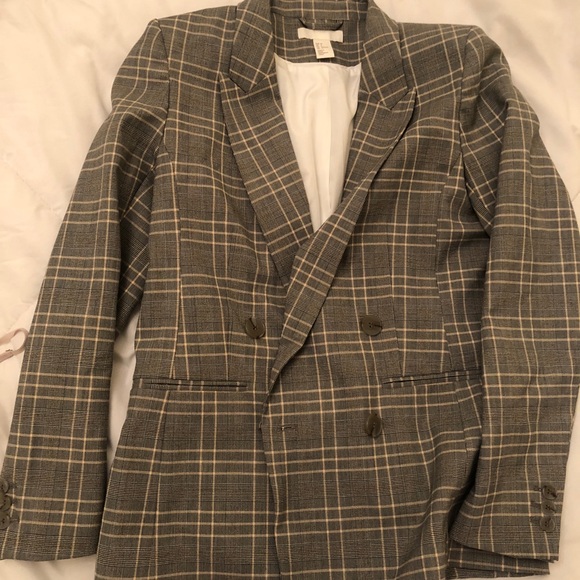 H&M double breasted checkered blazer size 6 - Picture 3 of 3